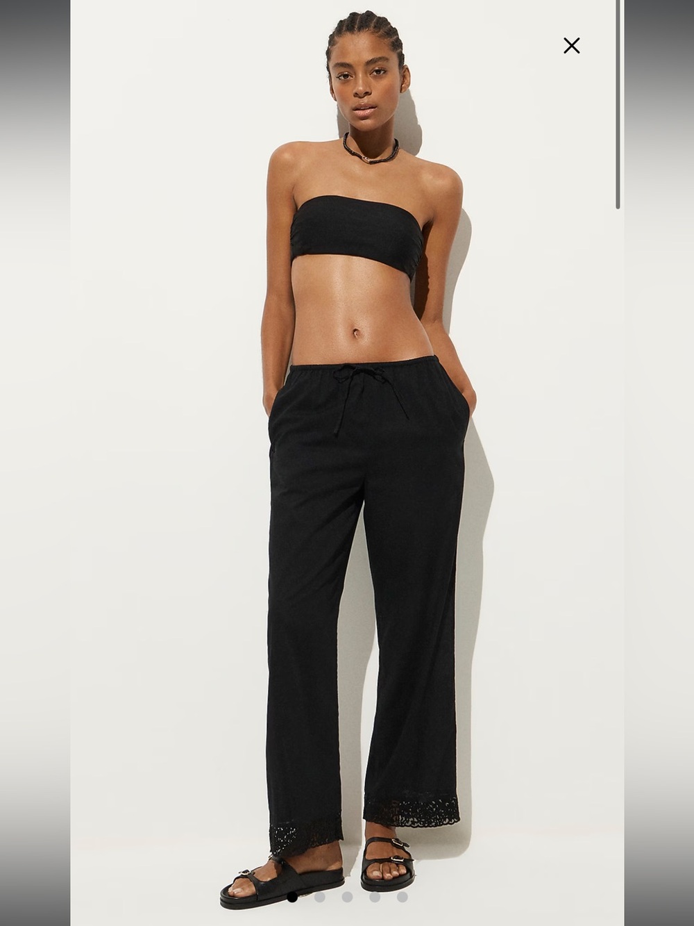 J crew Cotton voile beach pant with lace trim